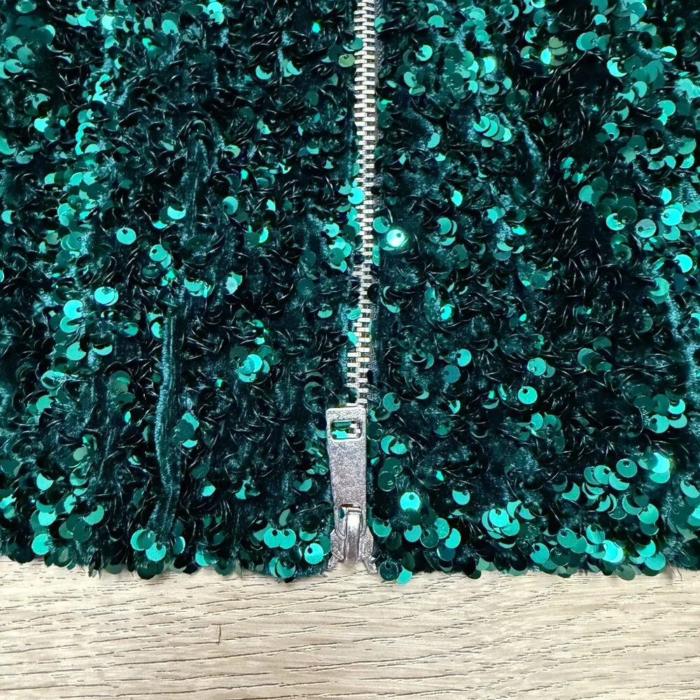 Maeve by Anthropologie Sequin Bomber Jacket SIze 1X - Picture 5 of 13